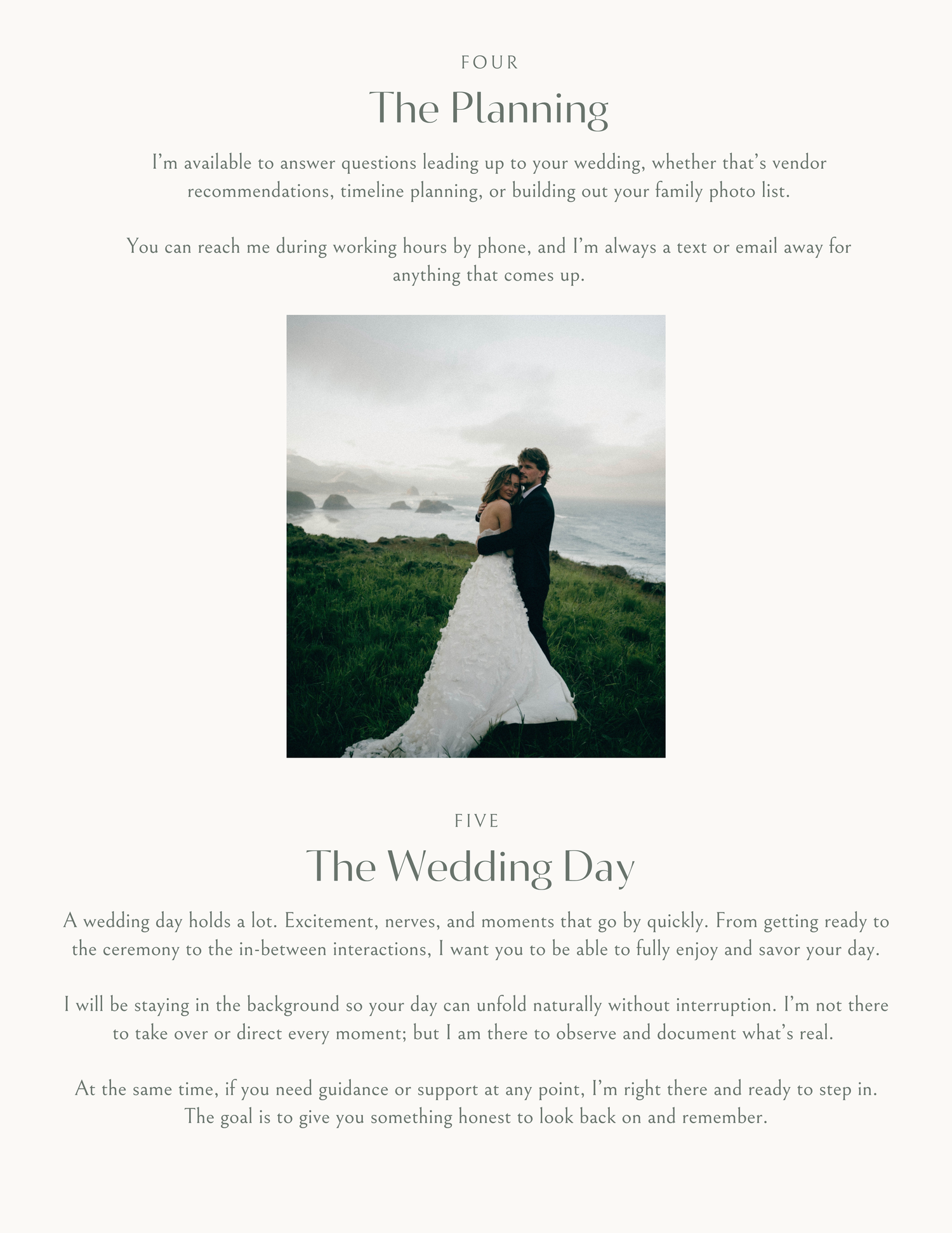 Bride and groom posing on a dramatic coastal cliff during their wedding day photography session.