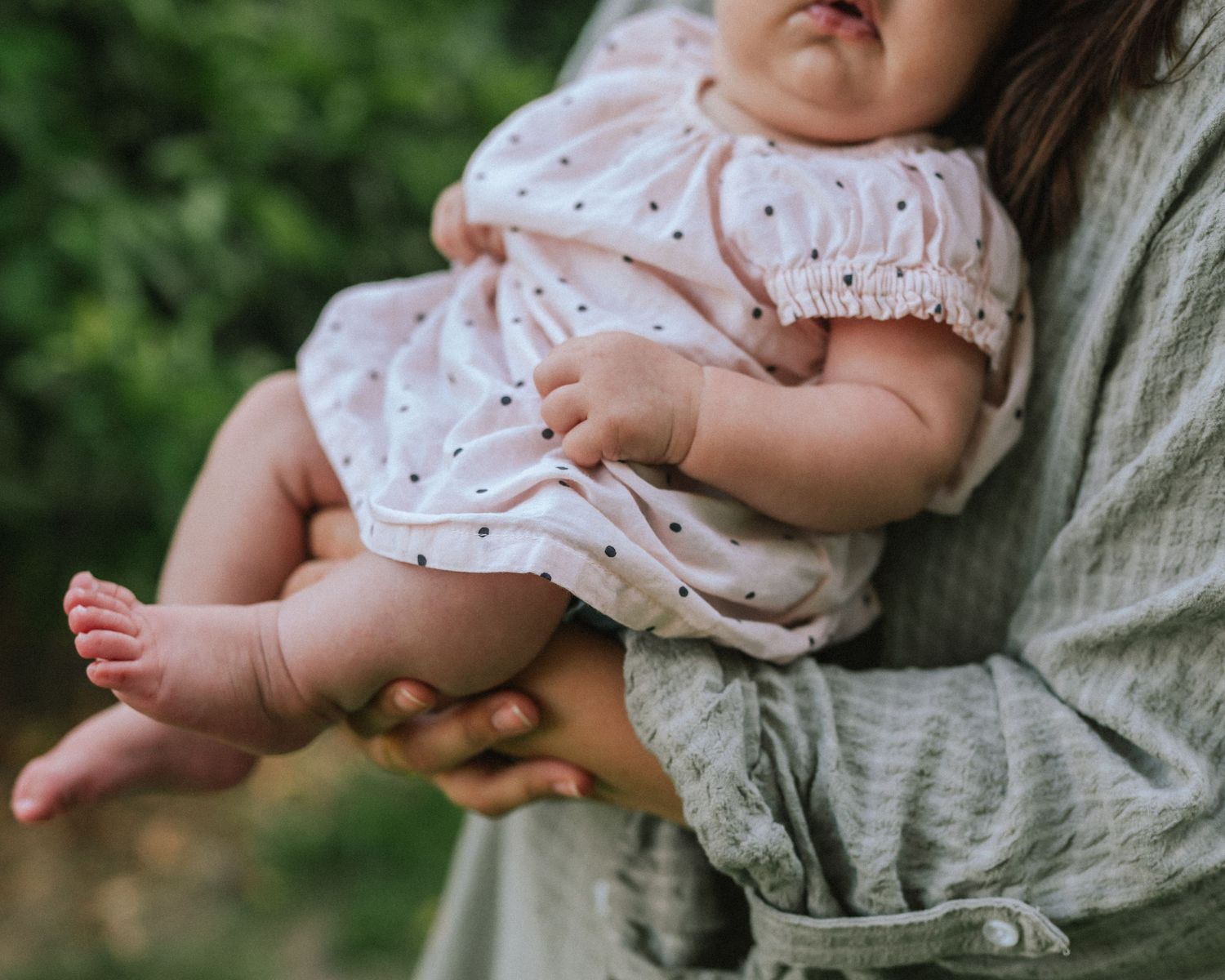 A series of tender moments captured outdoors with soft natural lighting.