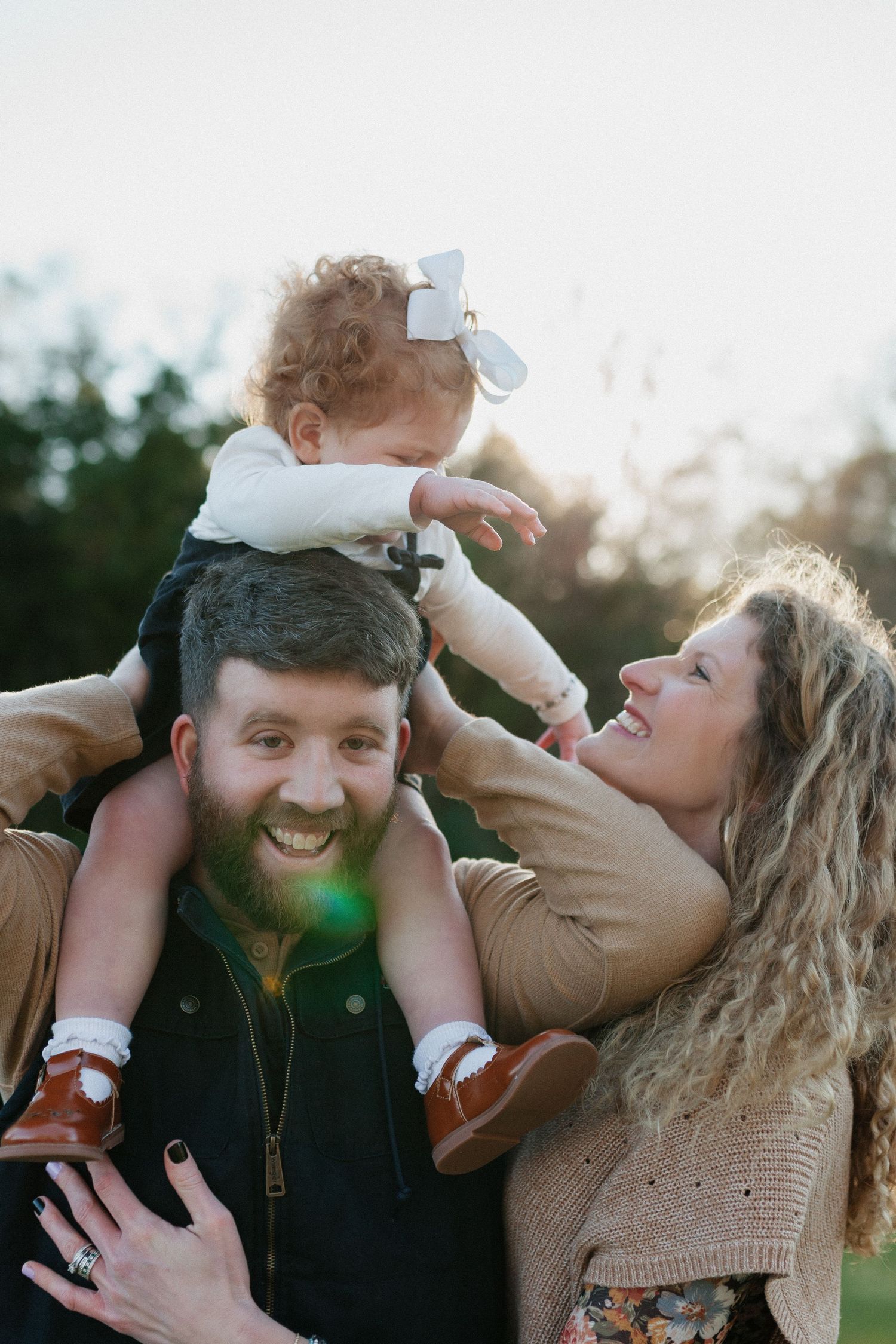 Playful family portrait session at sunset with natural backlight. Andalusia, Alabama photographer; South Alabama photographer