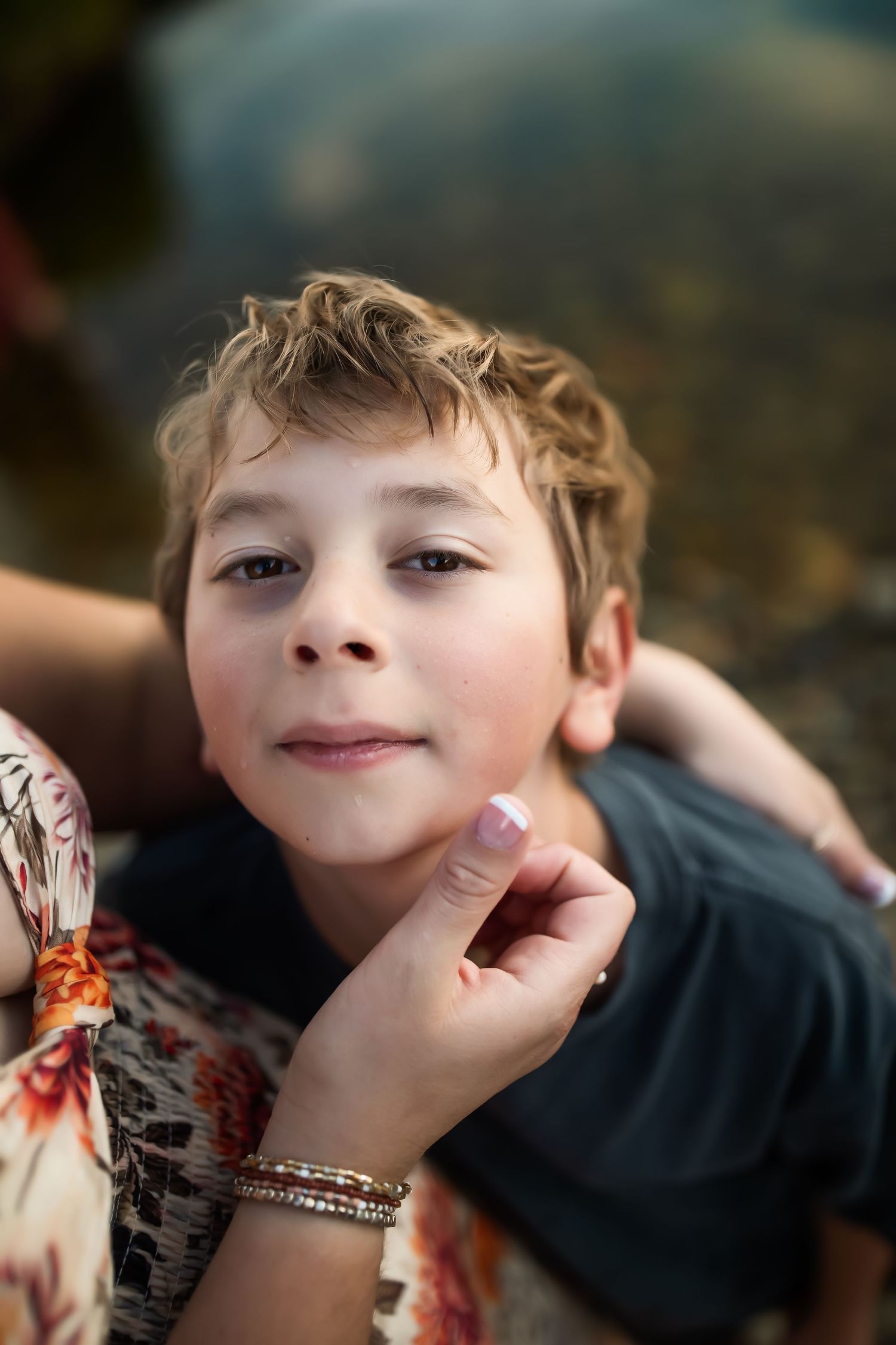 Close-up shot of child with butterfly decoration.