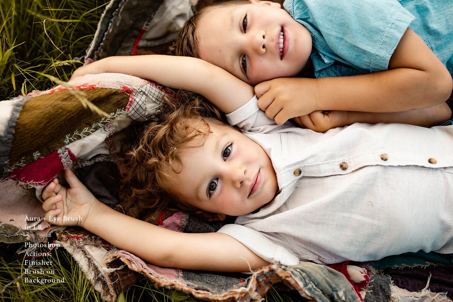 Dreamy portrait session featuring soft lighting and casual clothing on a textured background.