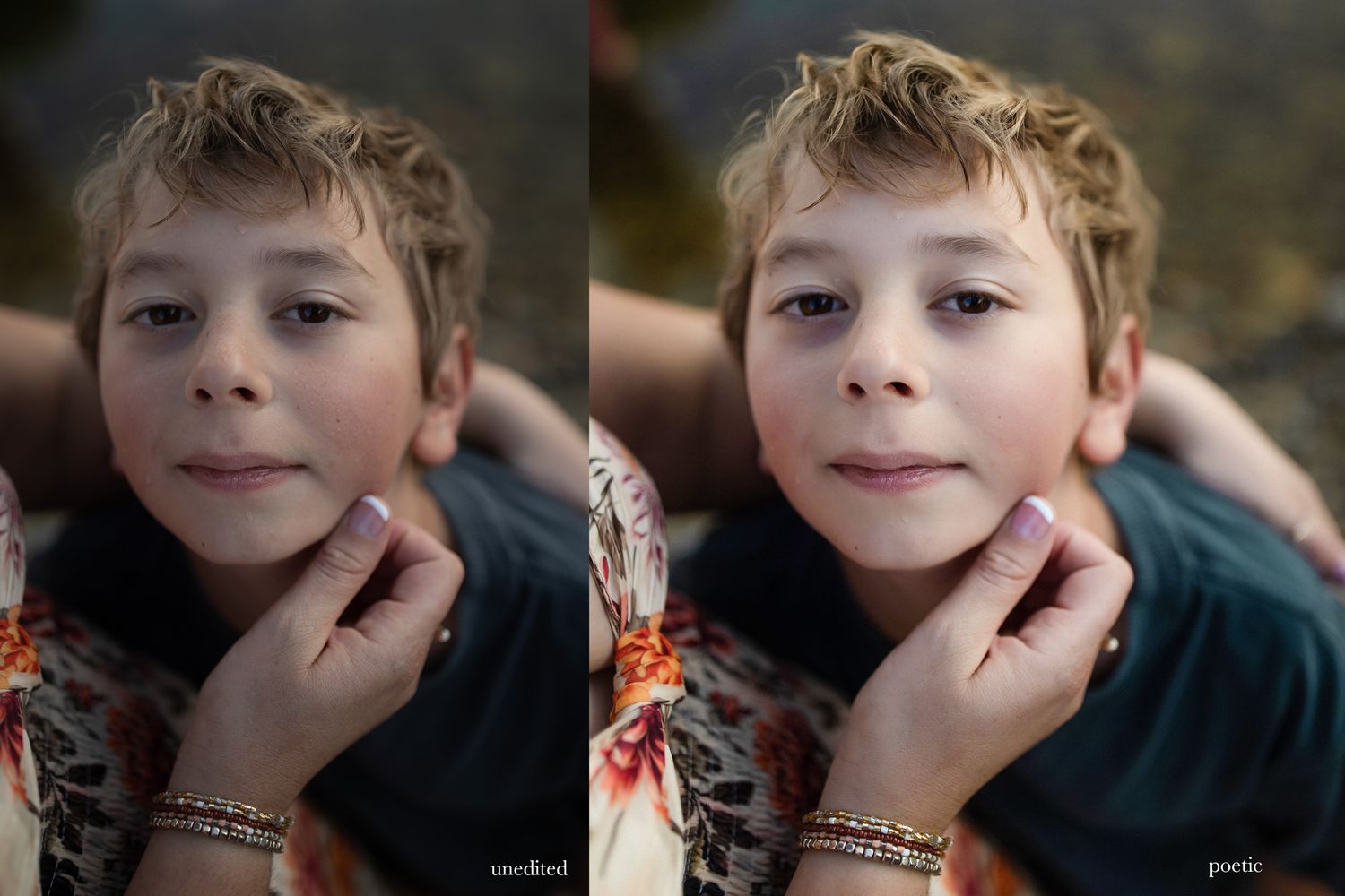 Sequential close-up portraits showing expressive poses against a dark background.