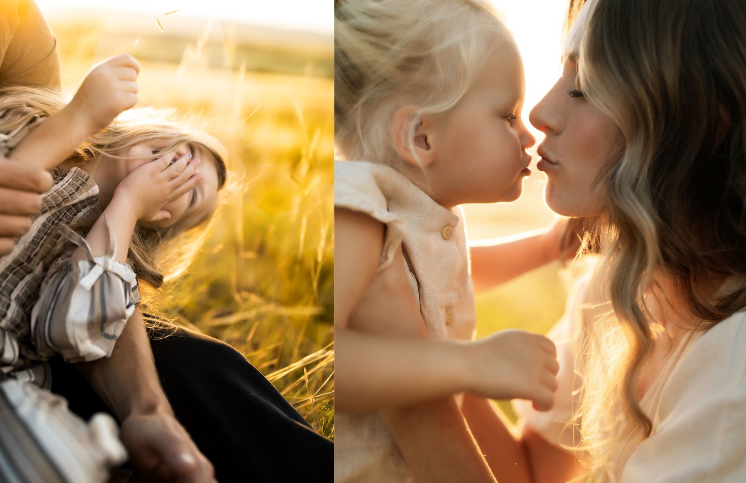 Series of intimate romantic moments captured in golden sunlight.