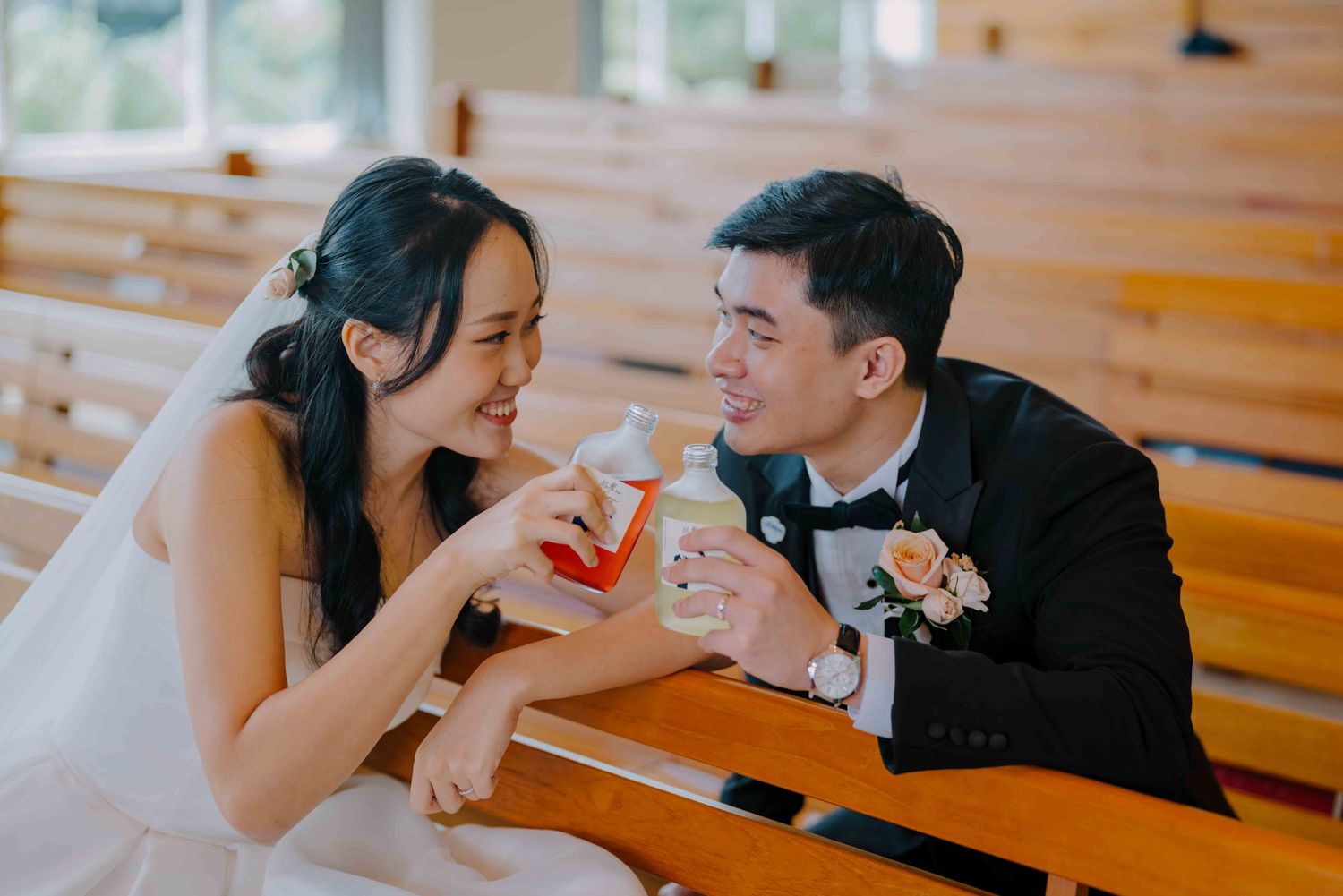 bride and groom at church wedding in singapore