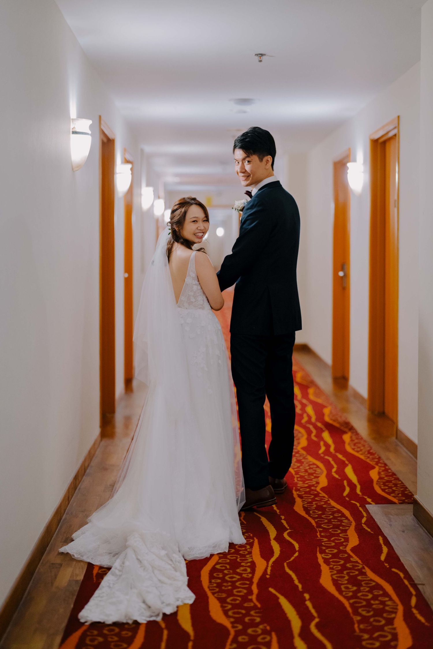 bride and groom wedding portrait at ywca fort canning singapore