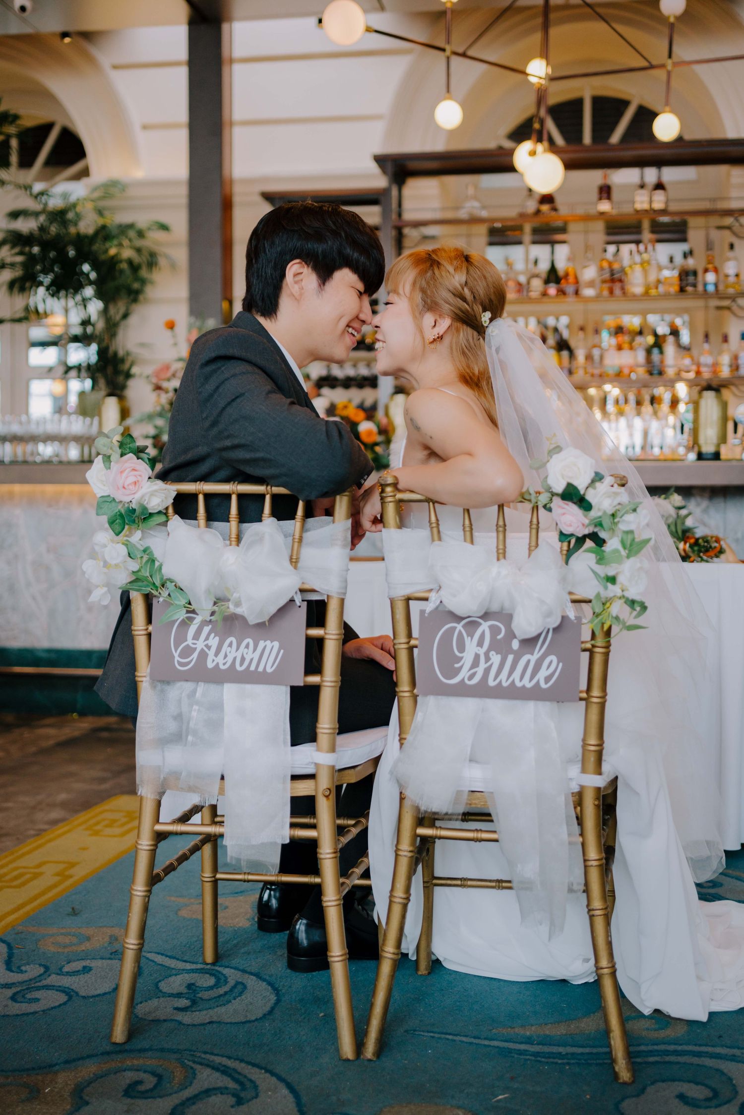 bride and groom on their wedding day at empress singapore