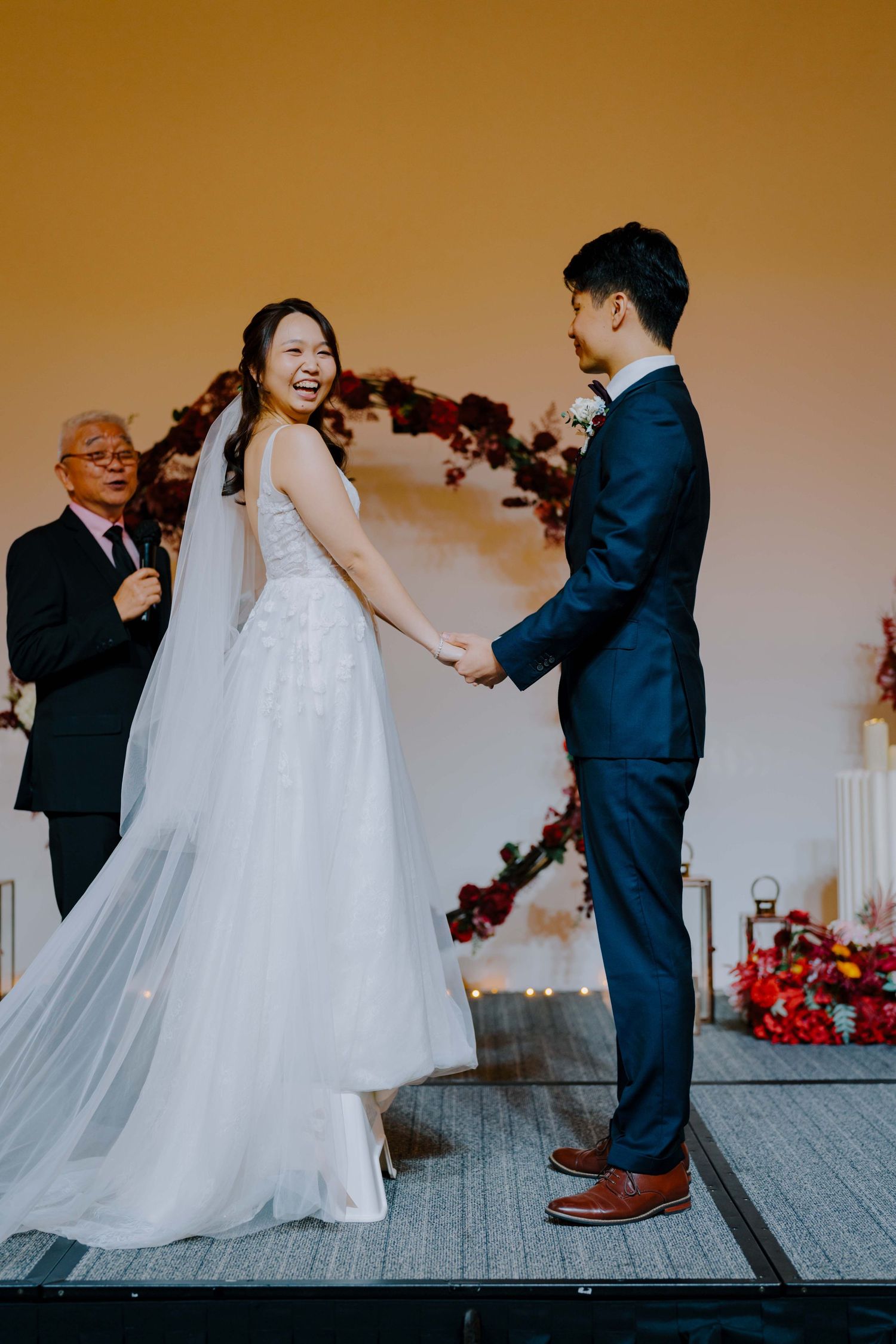 bride and groom's first kiss