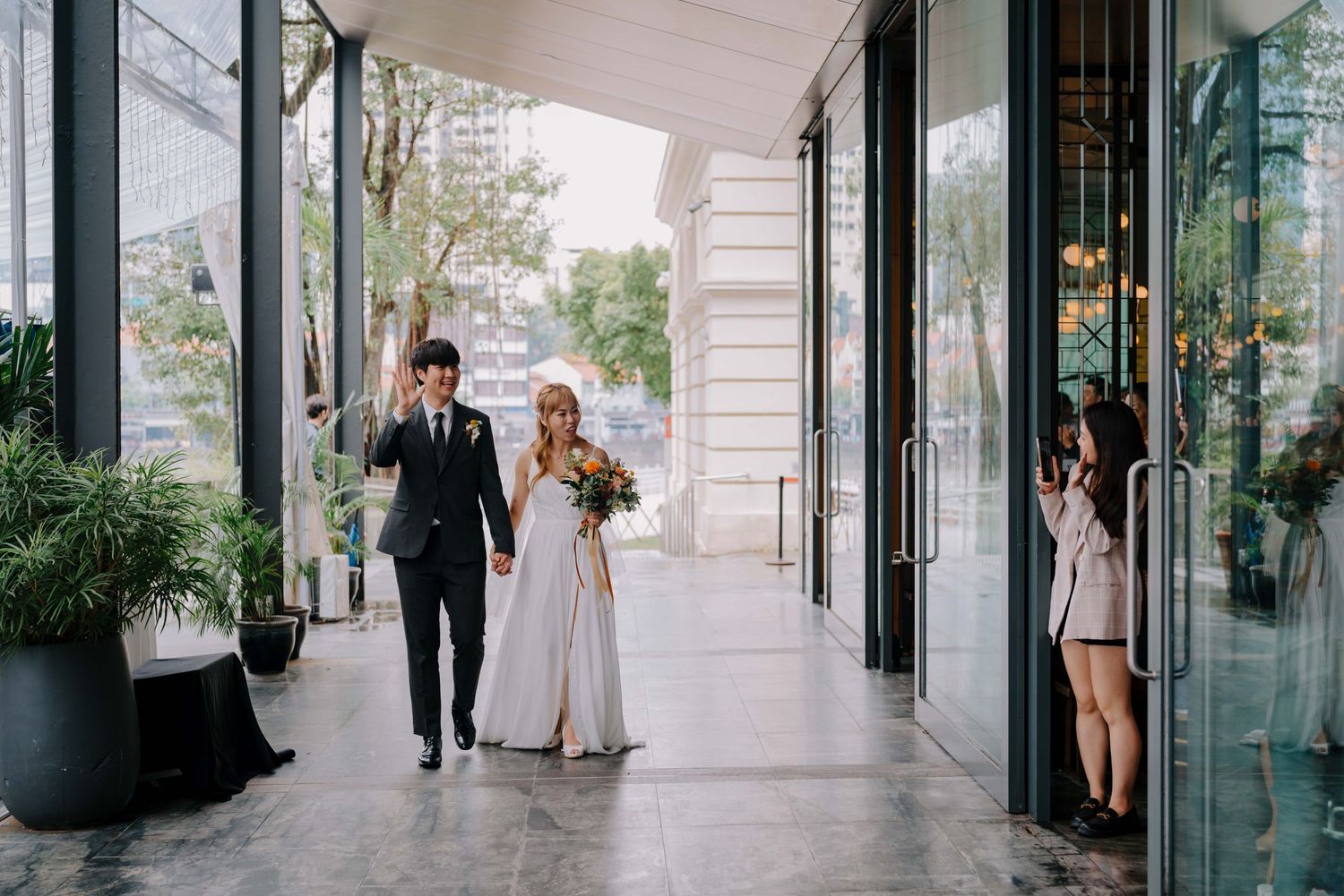 bride and groom march in at empress wedding