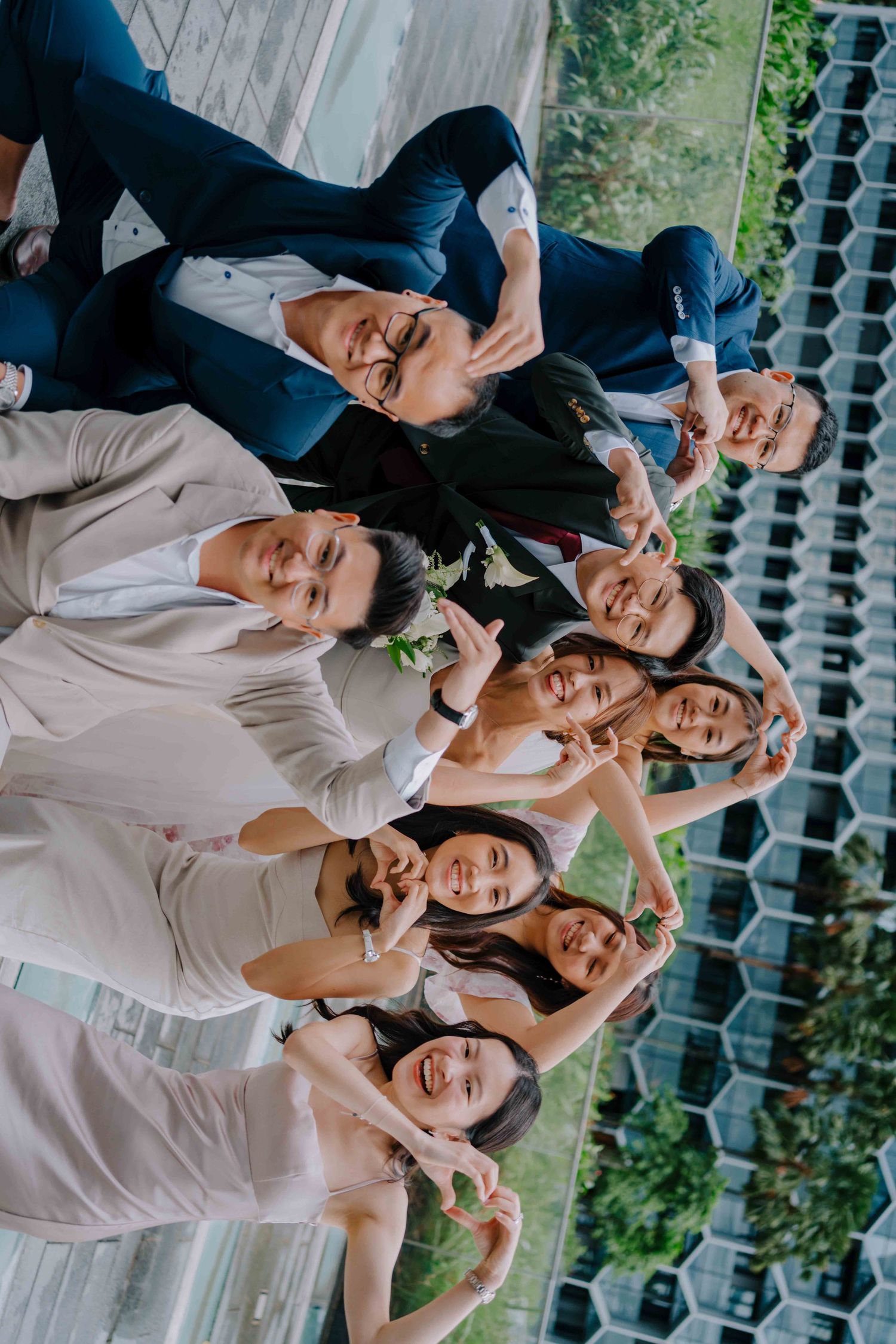 bridal party at andaz hotel singapore on wedding day