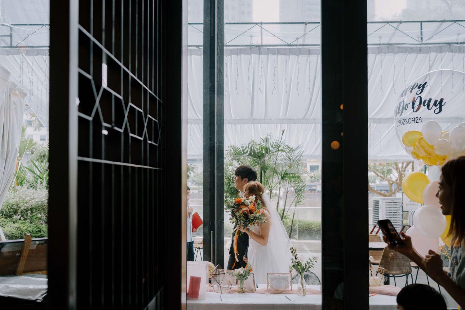 bride and groom march in their wedding at acm singapore