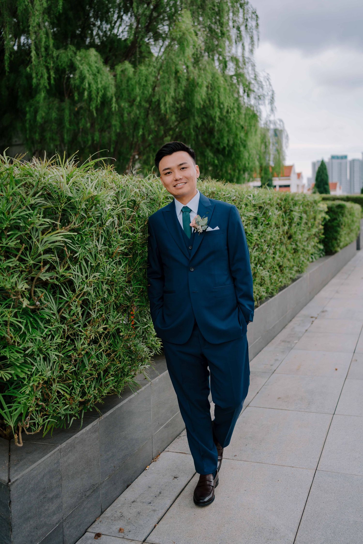 groom portrait at one farrer hotel wedding