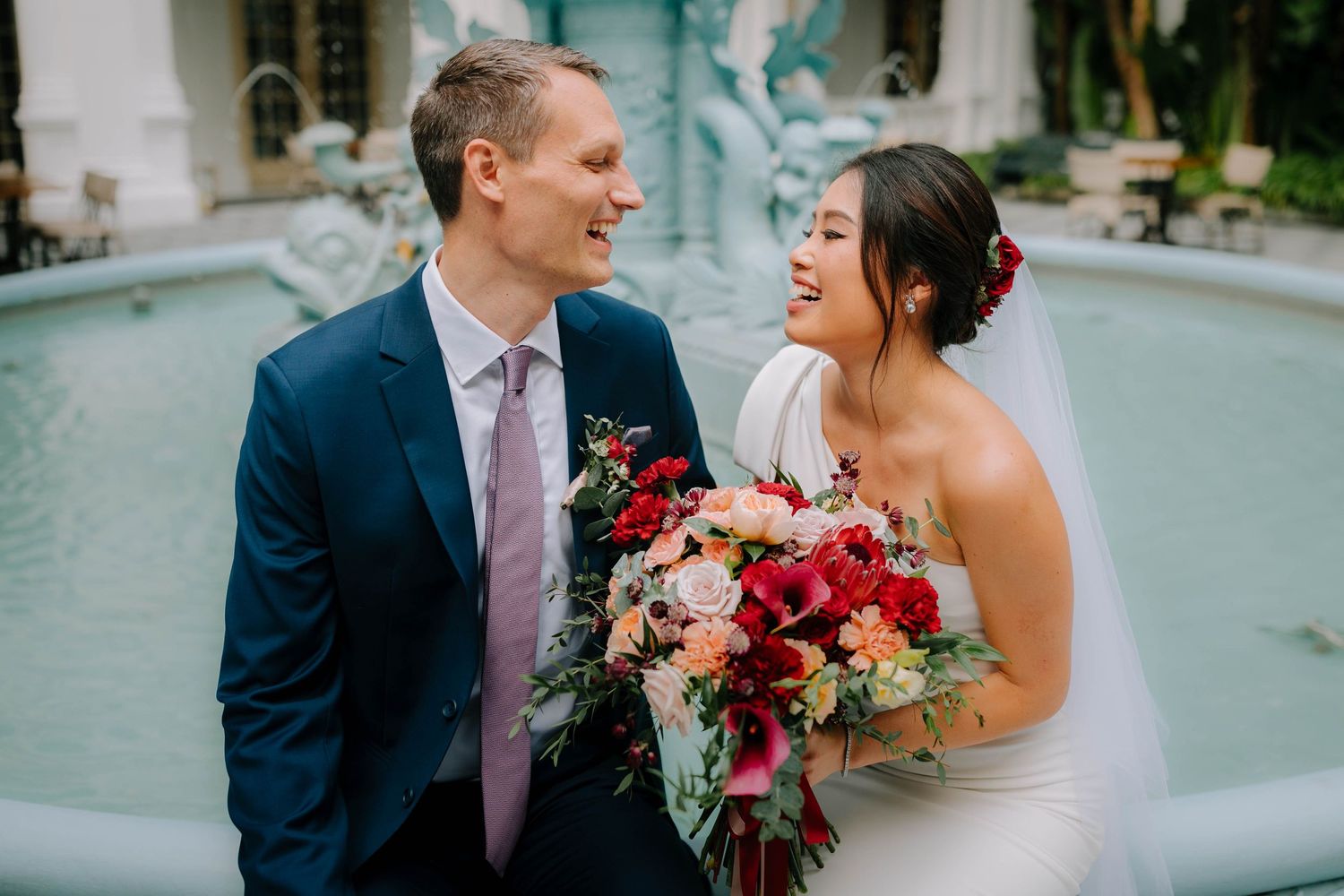 intimate and classic wedding photography at raffles hotel by a documentary-style wedding photographer