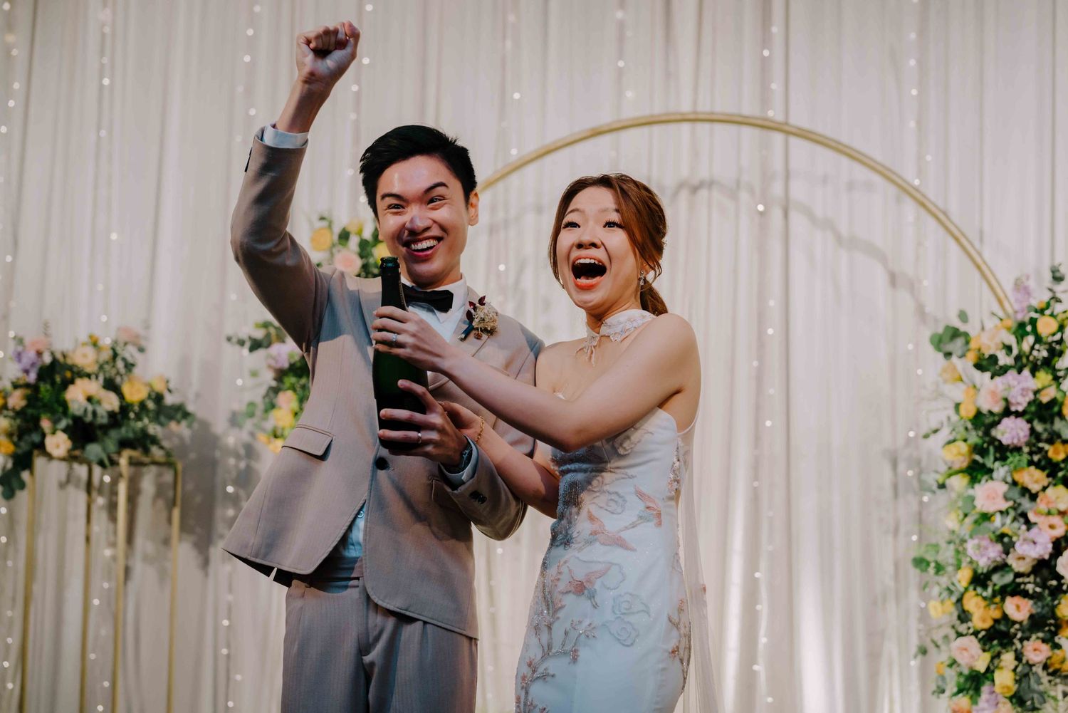 champagne toast at sofitel wedding singapore