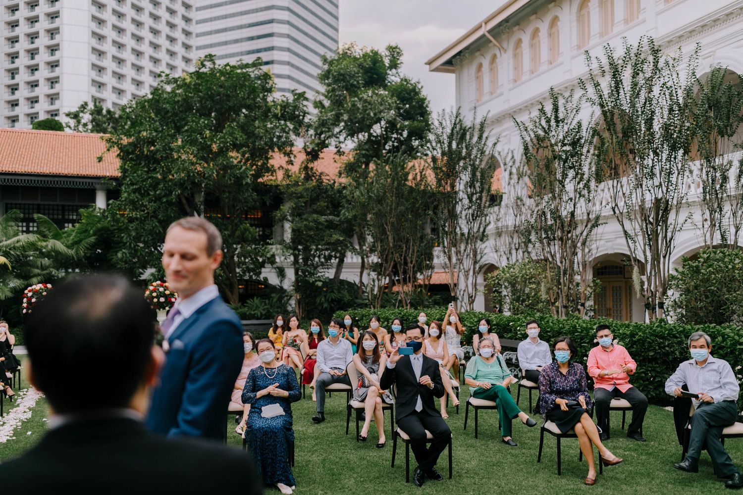 outdoor ROM ceremony at raffles lawn