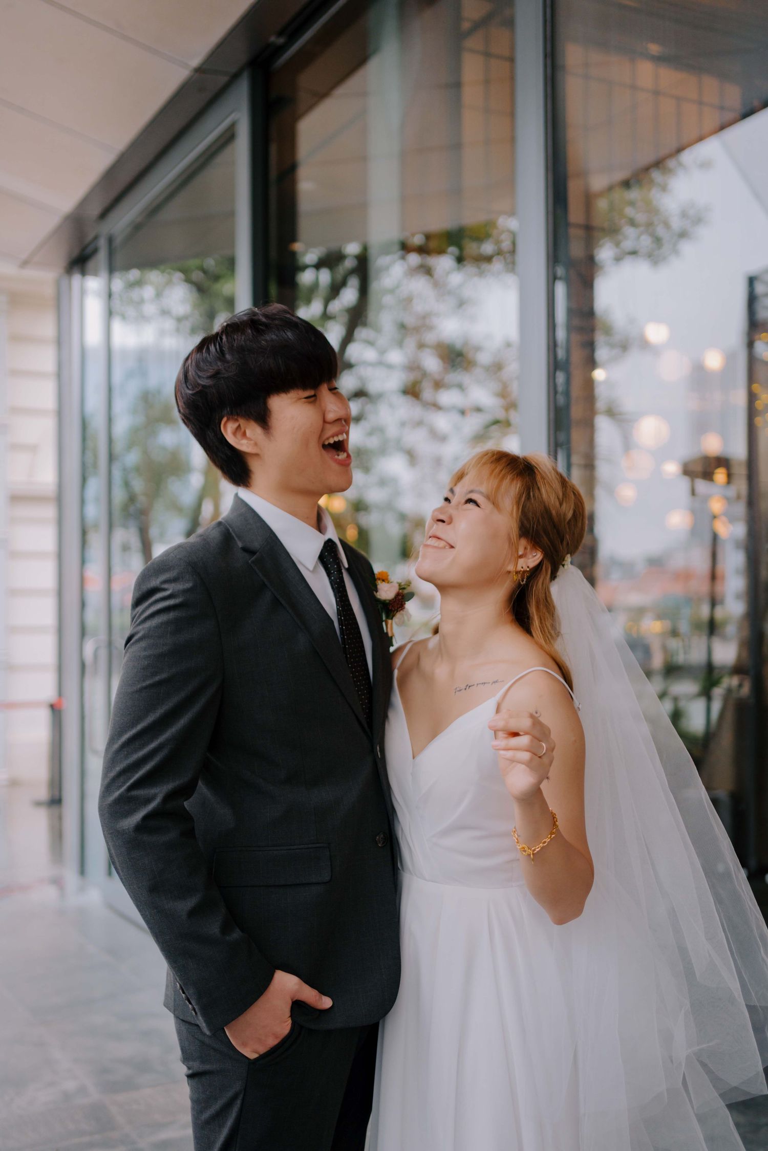 bride and groom on wedding day