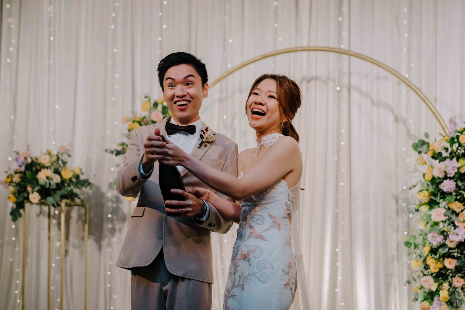 champagne toast at sofitel wedding singapore