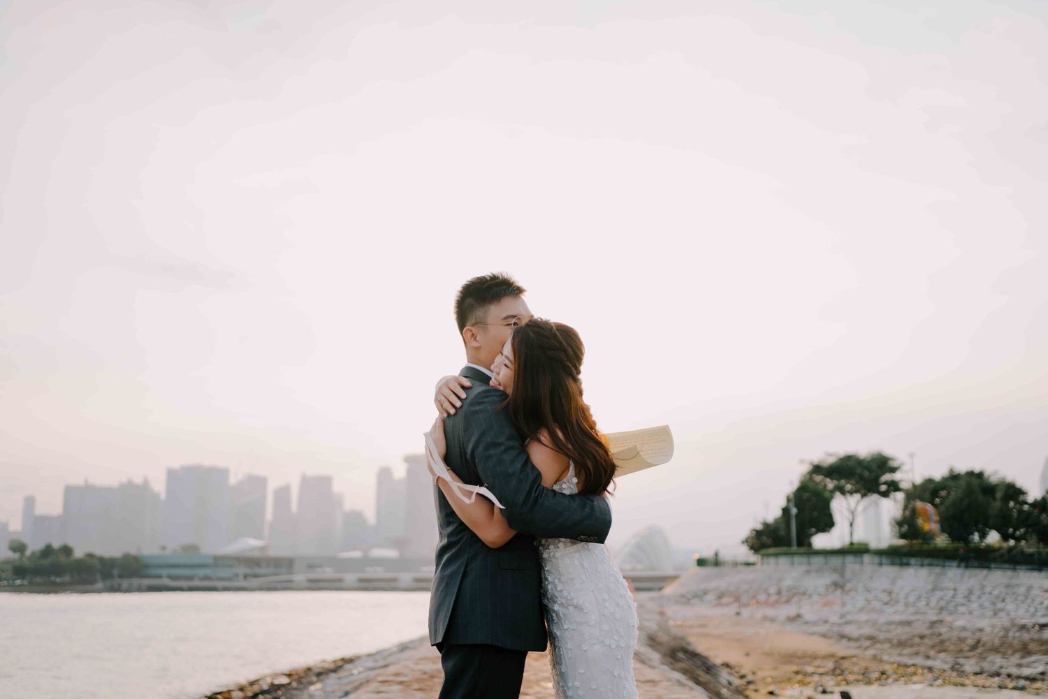 sunset prewedding at marina east park