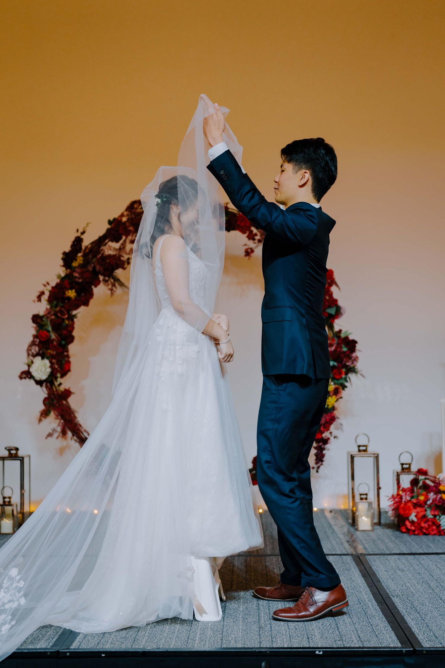 bride and groom's first kiss