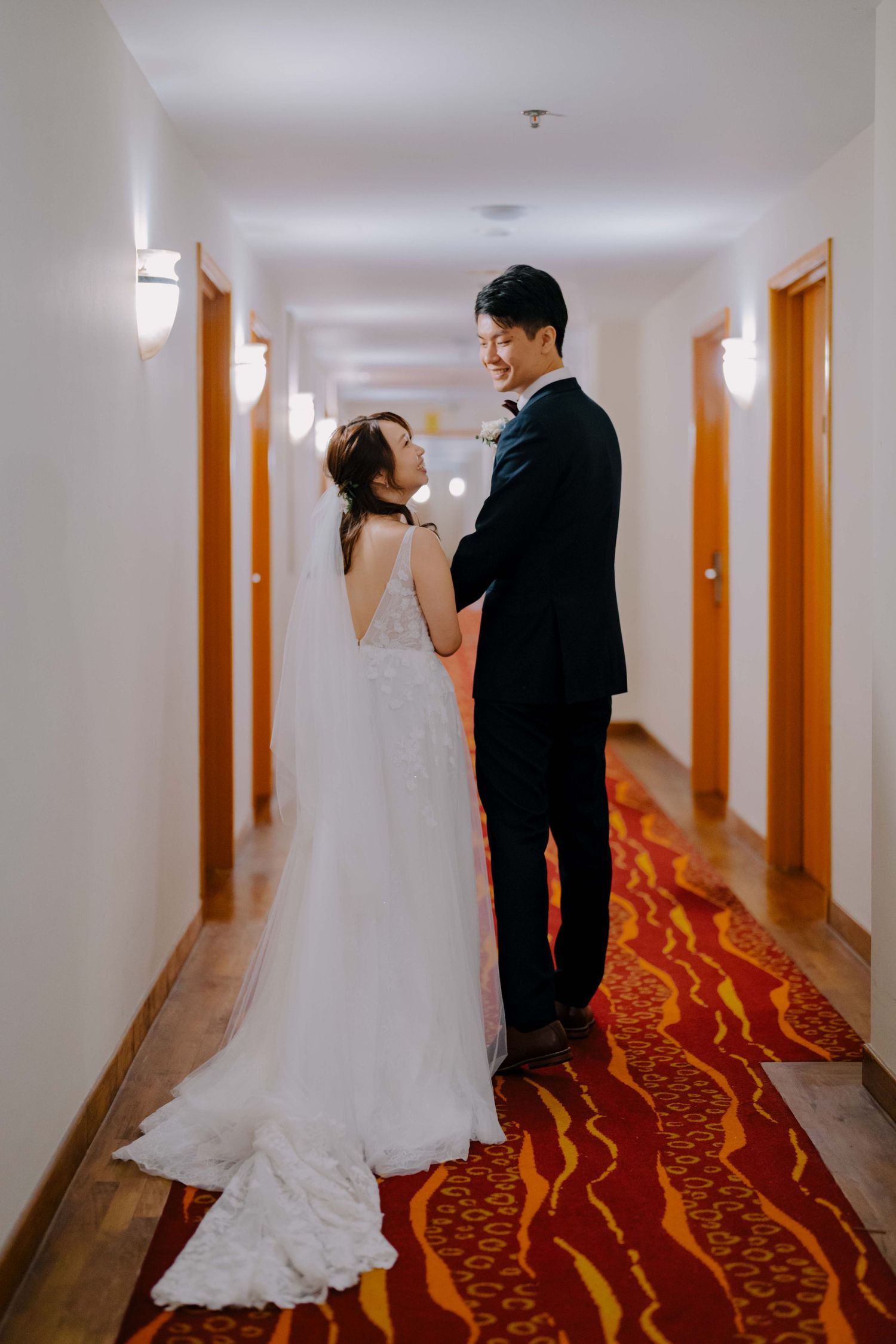 bride and groom wedding portrait at ywca fort canning singapore