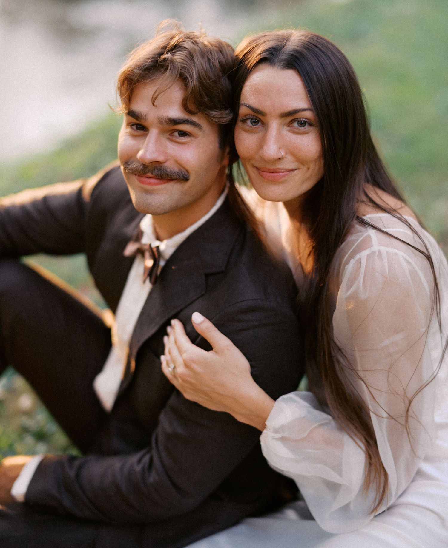 A couple shares intimate moments together in a series of vintage-style portraits.