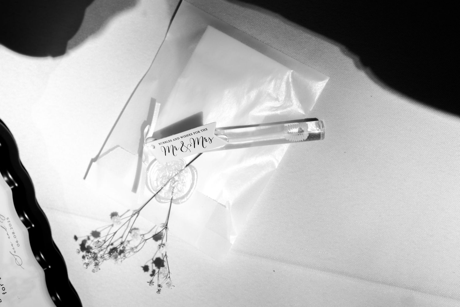 Wedding detail shots arranged on white background.
