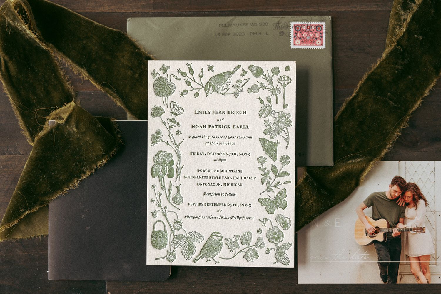 Emily and Noah's Wedding the invitation suite by Thomas and Co. Photography