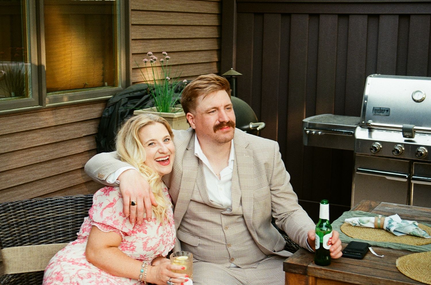 Wedding guests on film, backyard wedding on film, film photography, Emily Earll Photos