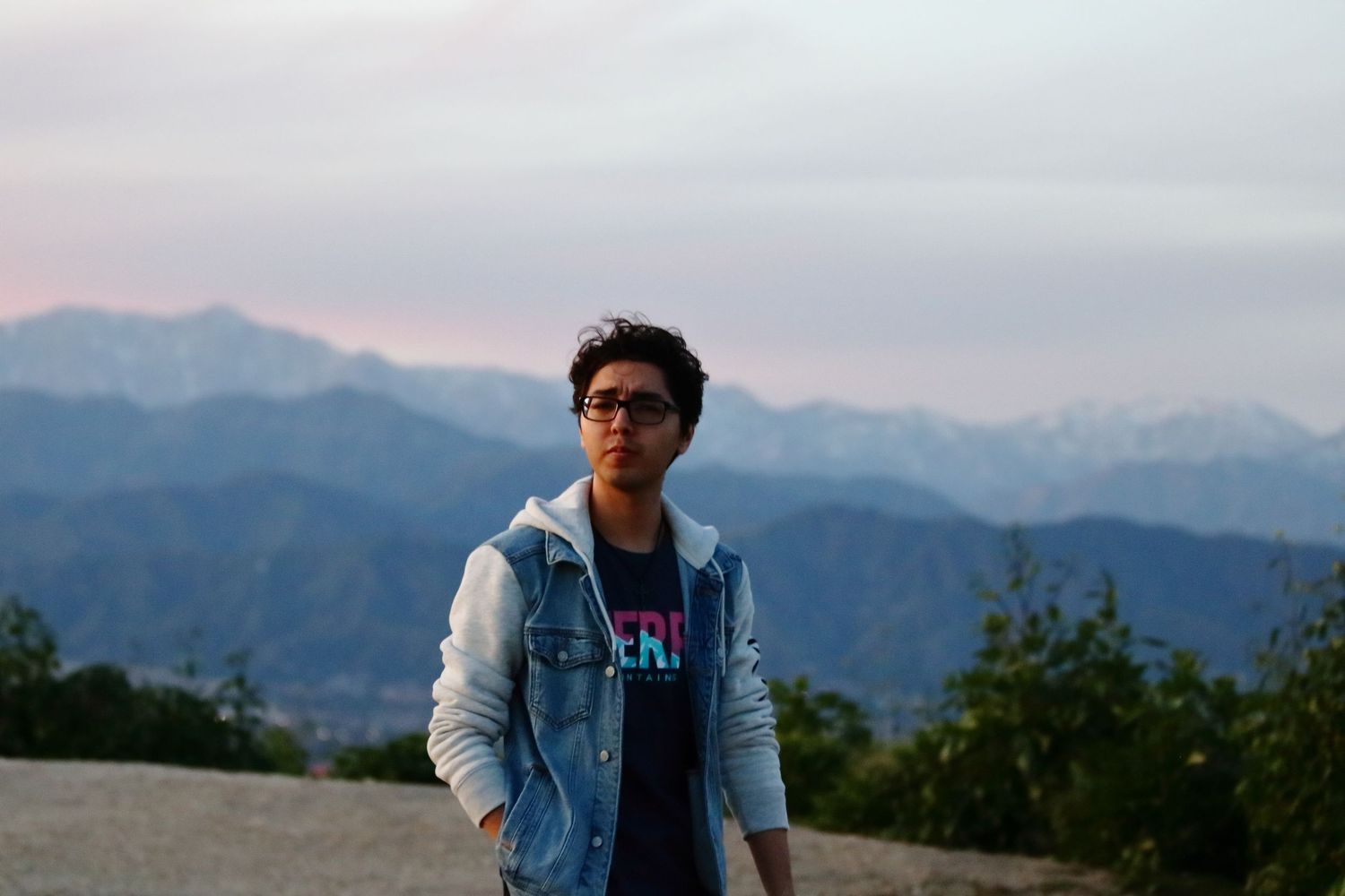 Mountain landscape backdrop with soft lighting in panoramic format.