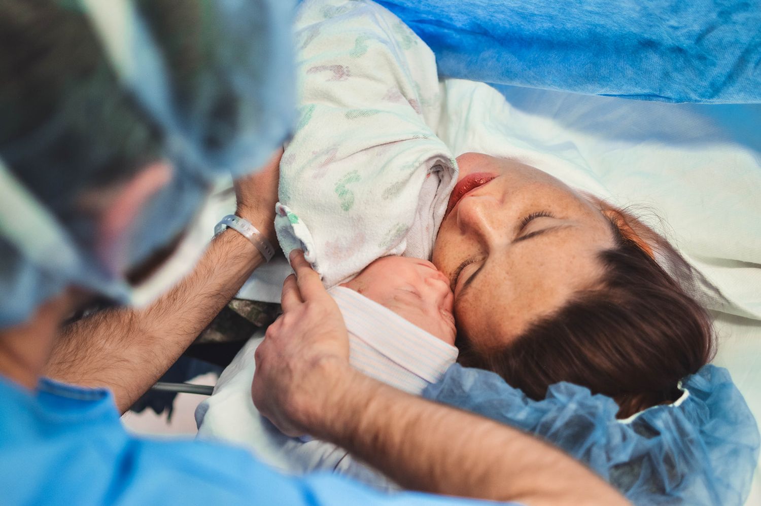 Mom and dad meeting their baby after cesarean section at Midland Memorial Hospital