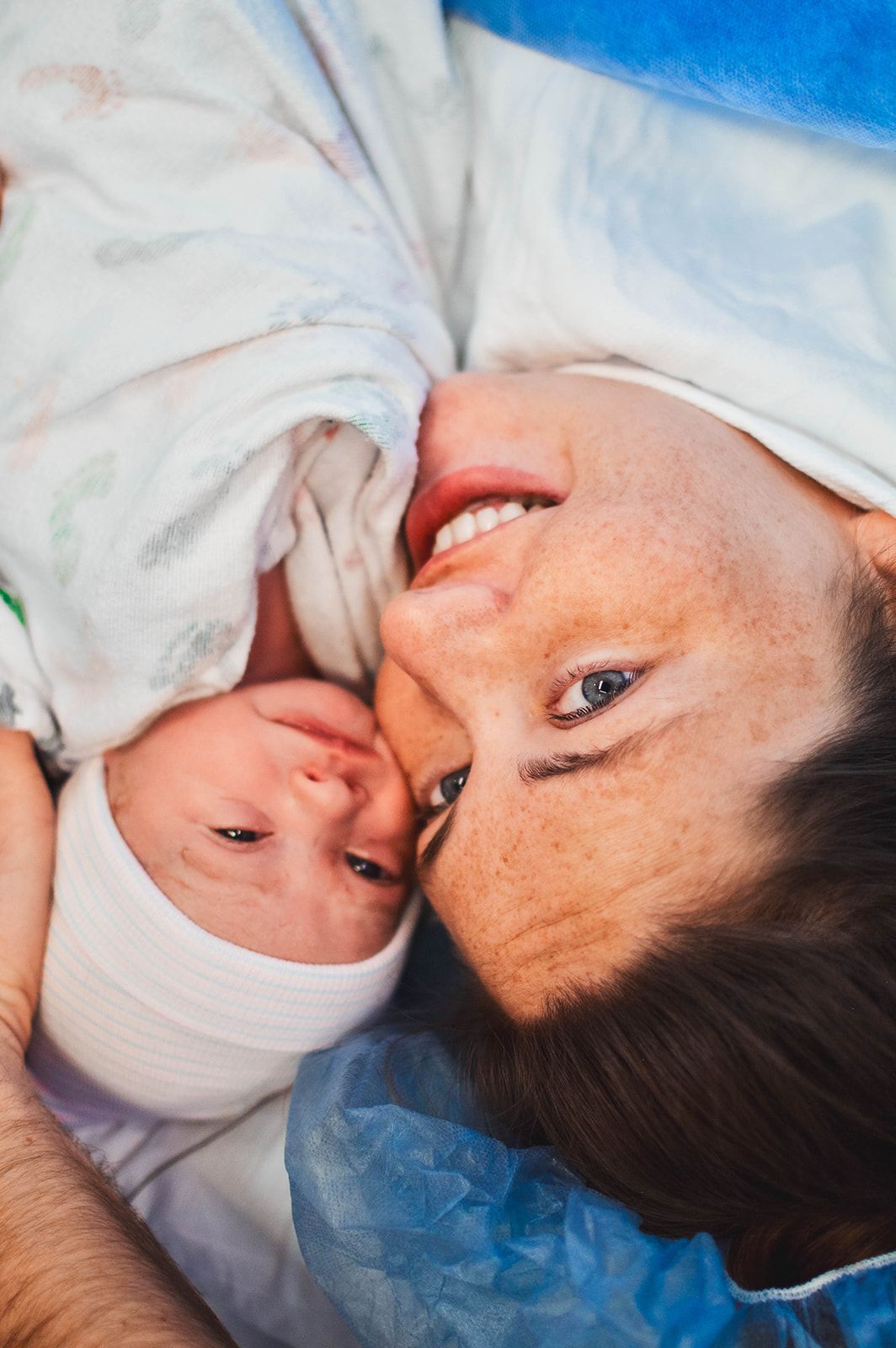 new mom smiling after cesarean section at midland memorial hospital