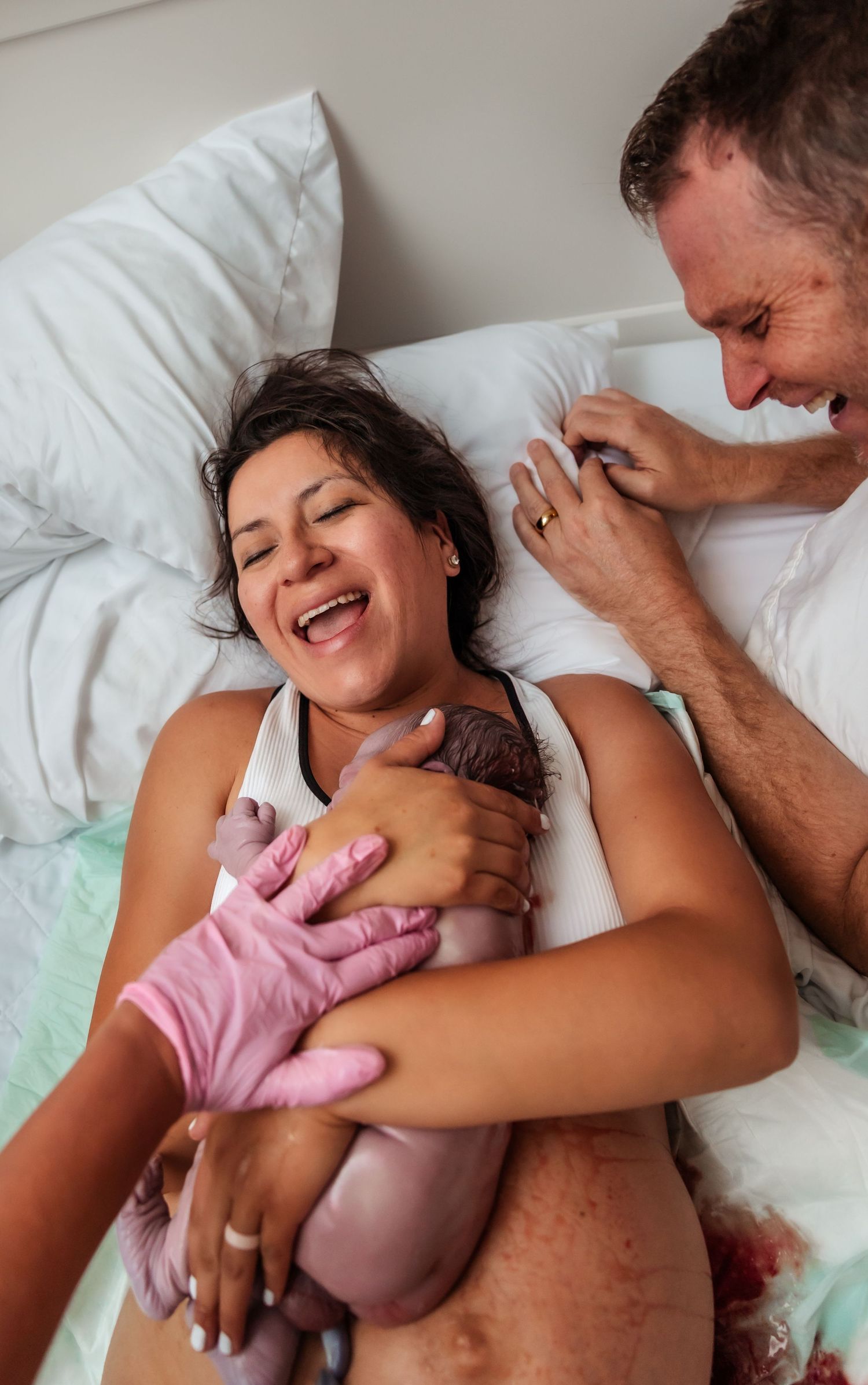 A vaginal unmedicated birth in a birth center for the first time after having 3 epidural births in a hospital setting
