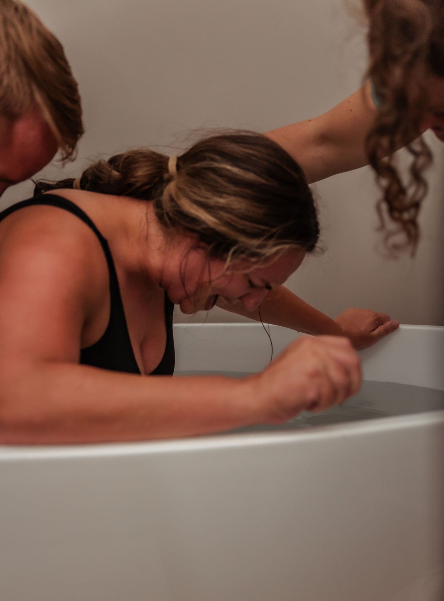 laboring woman roaring during contraction