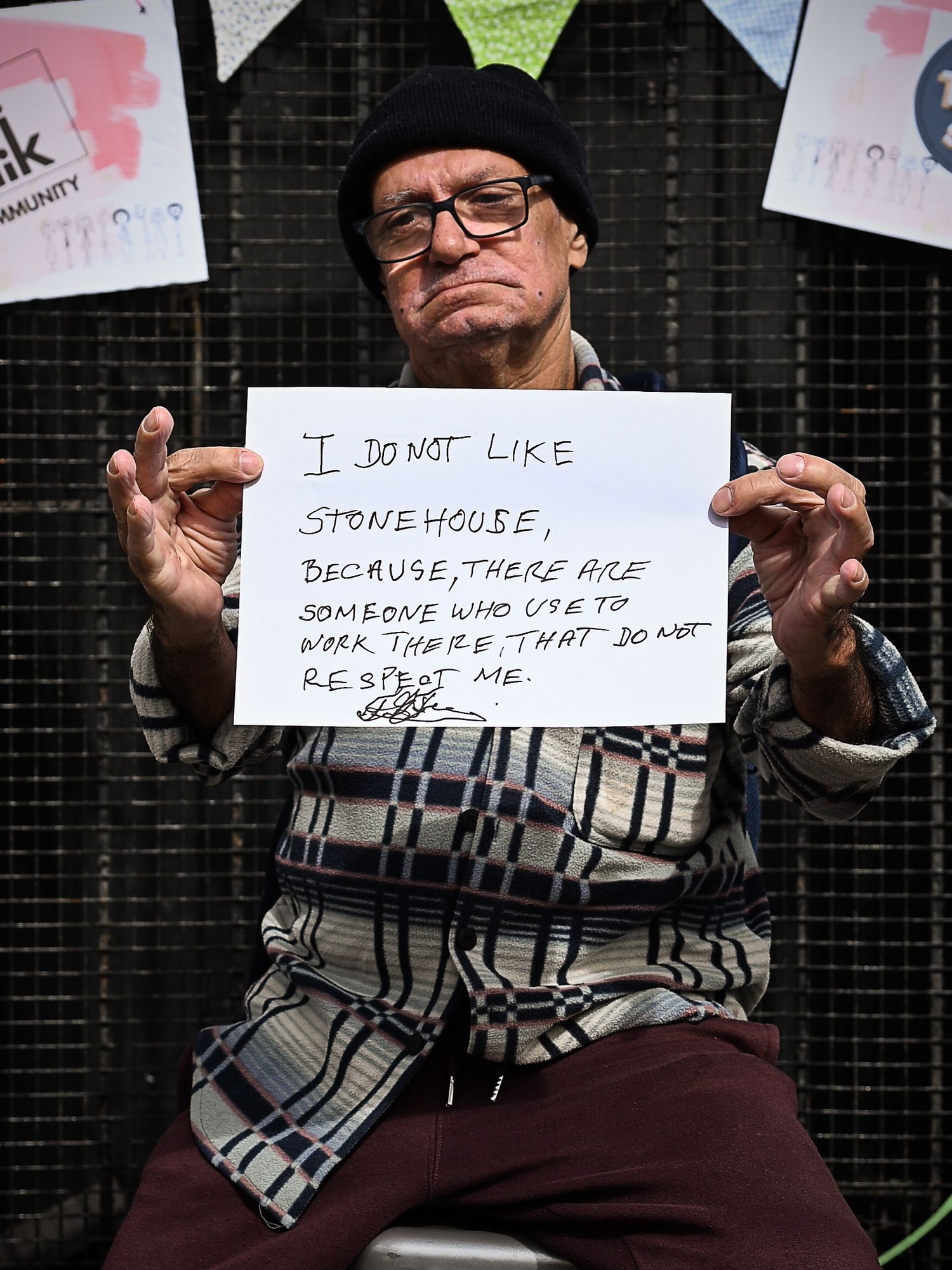 Portrait of a Stonehouse resident by photographer Arnet Donkin, sharing what they love about their community during the Union Street Party