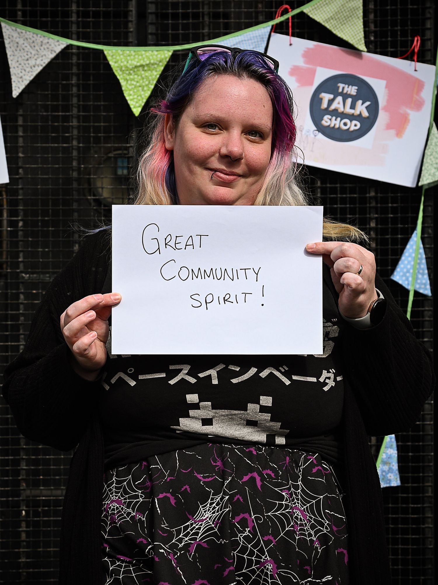Portrait of a Stonehouse resident by photographer Arnet Donkin, sharing what they love about their community during the Union Street Party