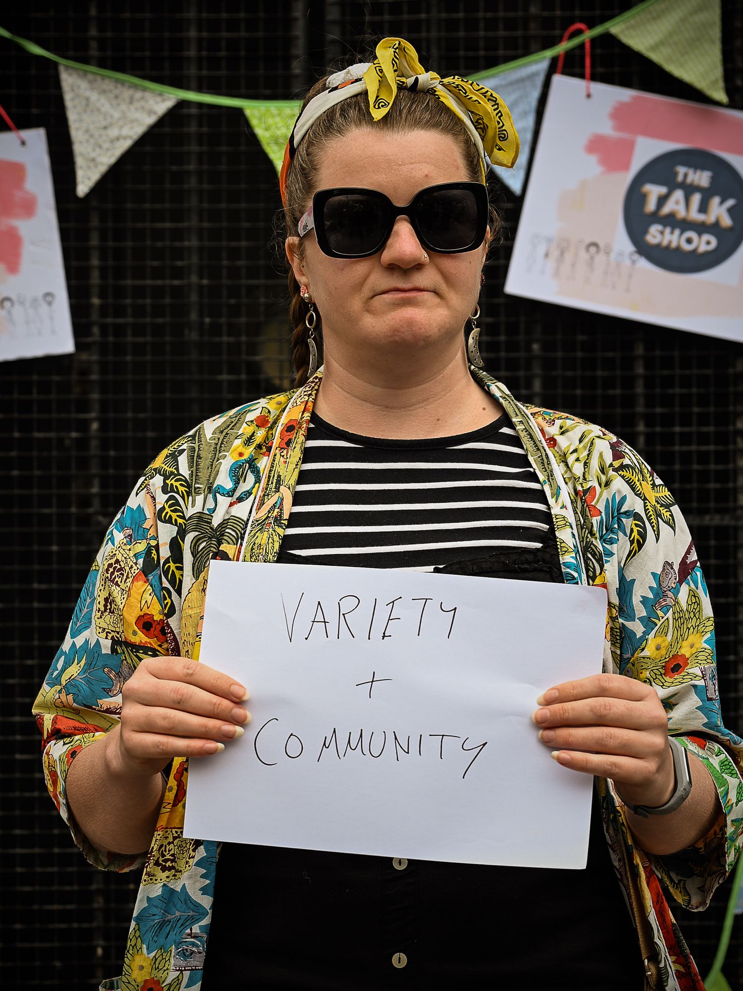 Portrait of a Stonehouse resident by photographer Arnet Donkin, sharing what they love about their community during the Union Street Party