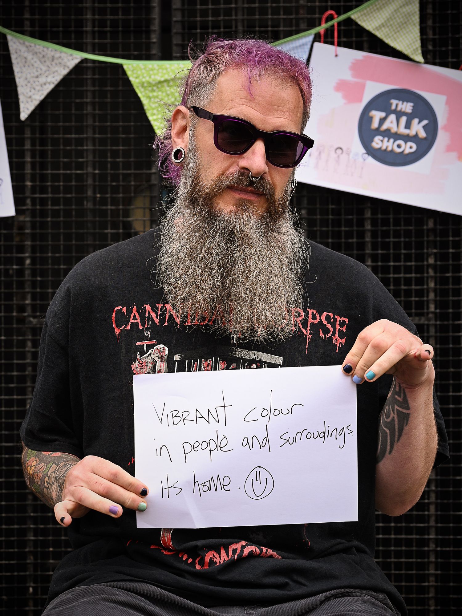 Portrait of a Stonehouse resident by photographer Arnet Donkin, sharing what they love about their community during the Union Street Party