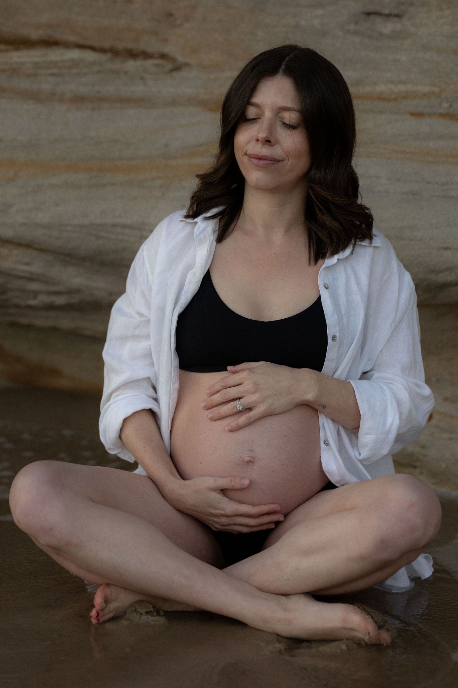 Pregnant woman on Balmoral Beach
