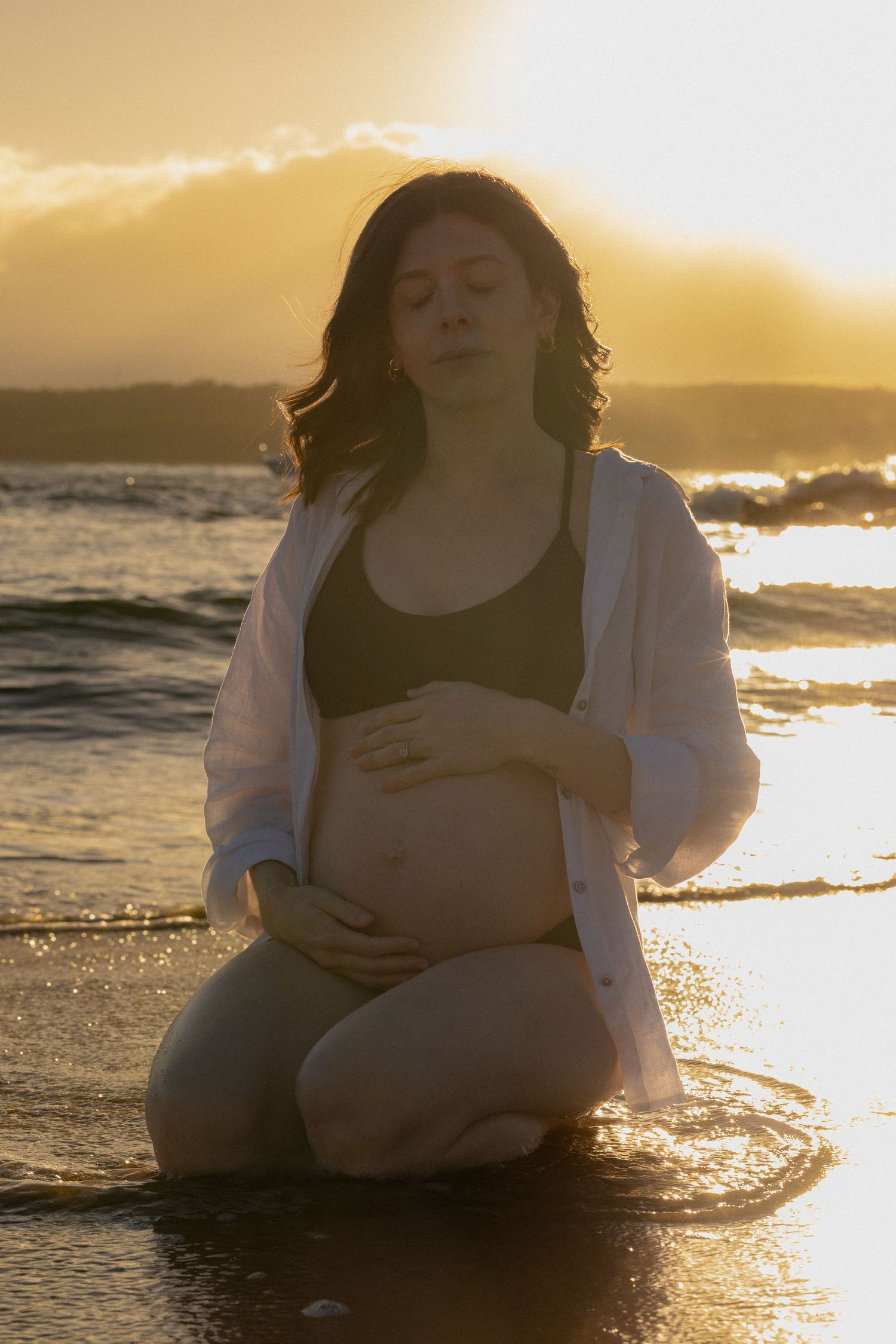 Pregnant woman on Balmoral Beach