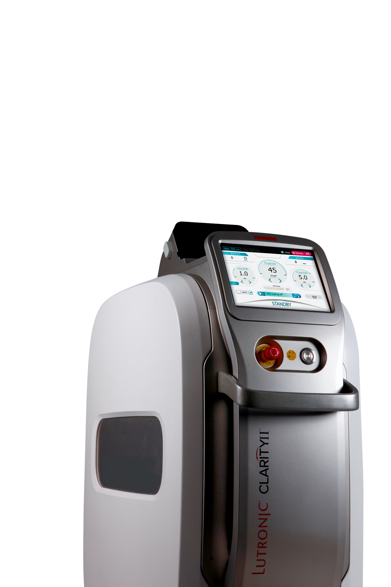 Lutronic ClarityII laser hair removal and skin treatment device on white background.