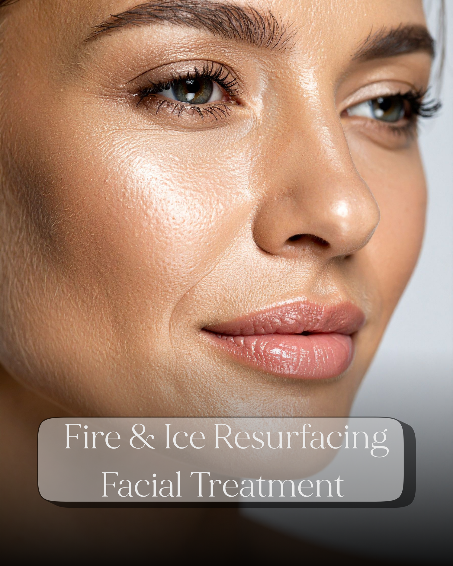 Close-up of radiant skin after Fire and Ice Resurfacing Facial Treatment at luxury med spa.