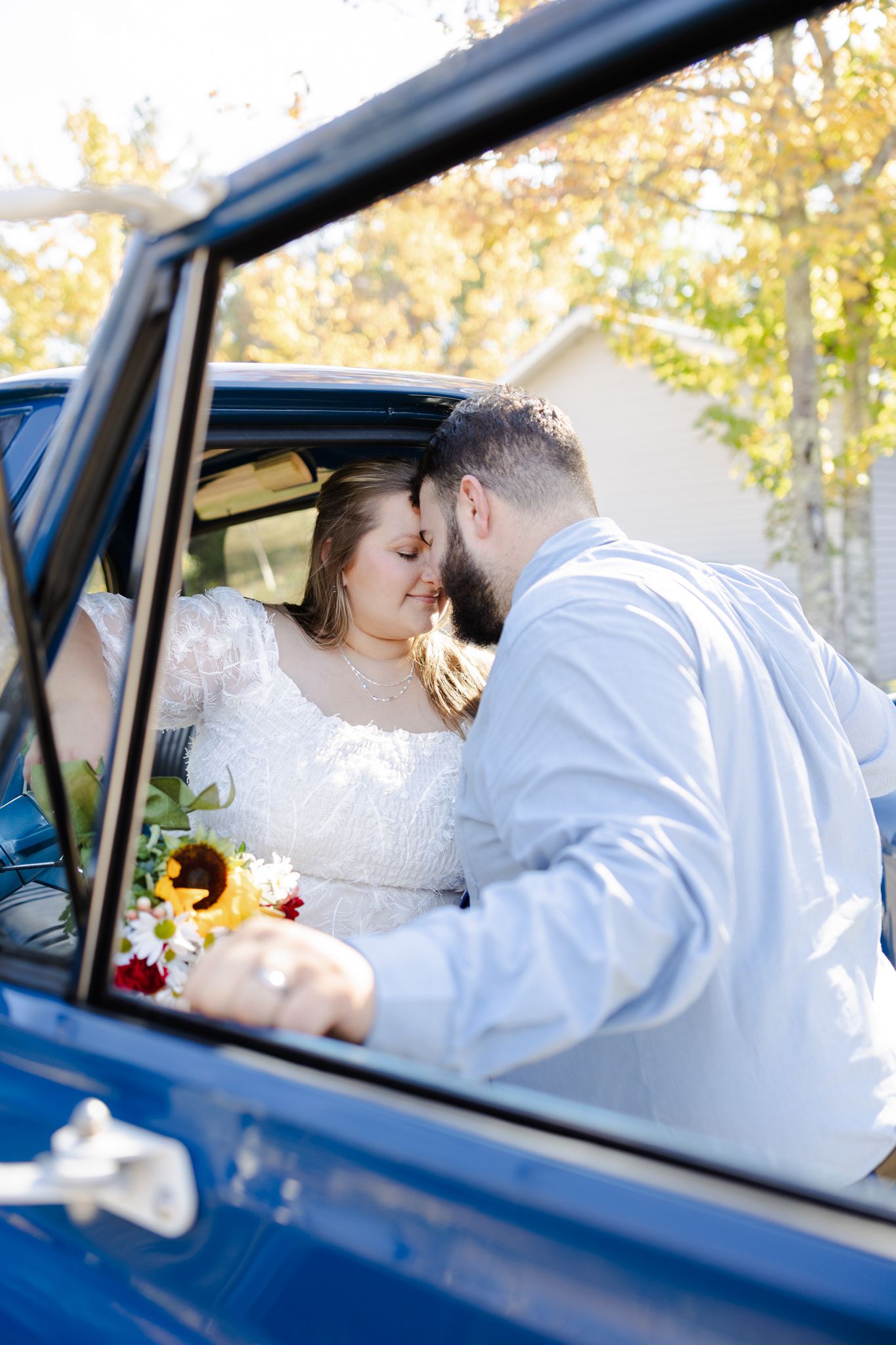 Portrait of bride and groom at wedding