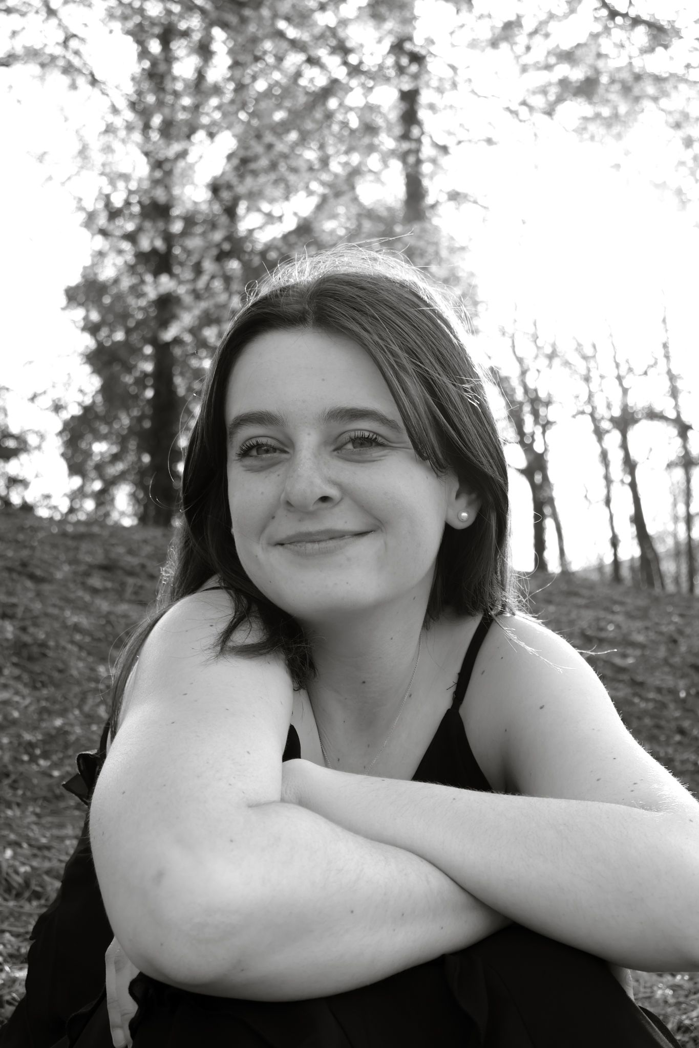 Black and white senior portrait