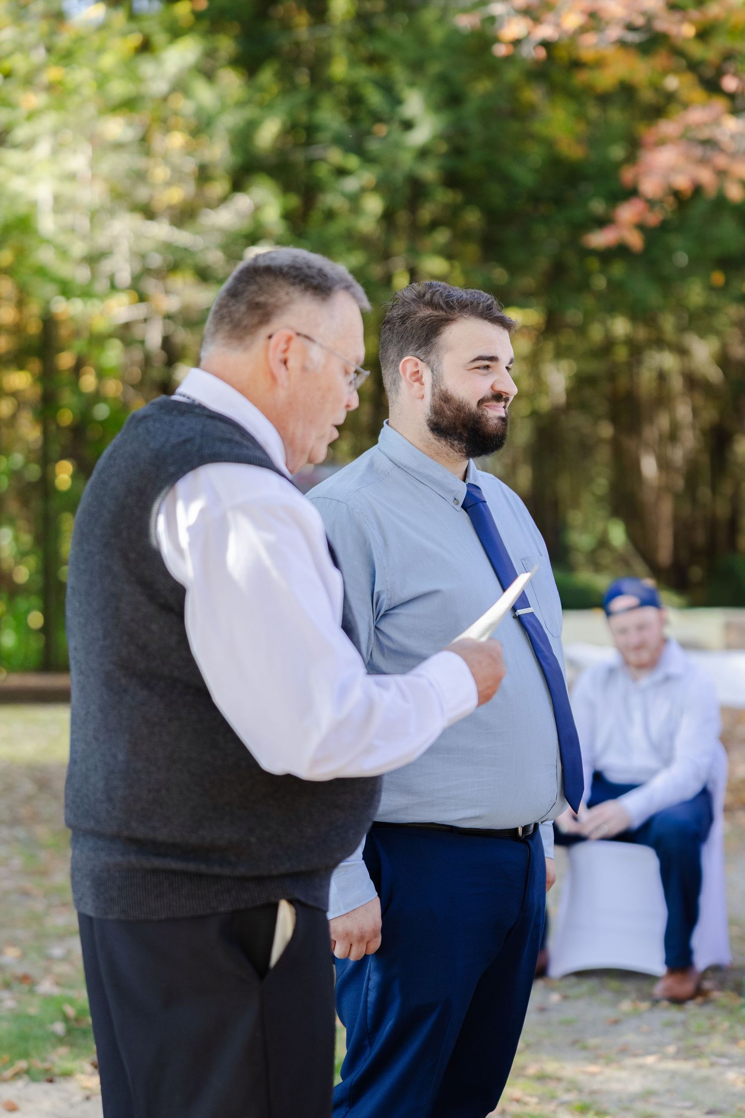 Groom admiring his bride