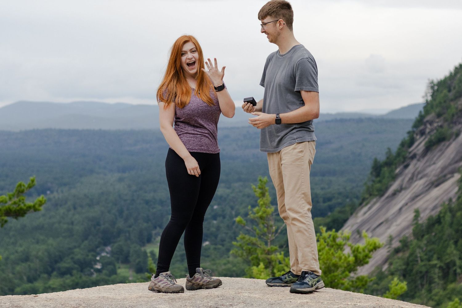 Couple right after getting engaged