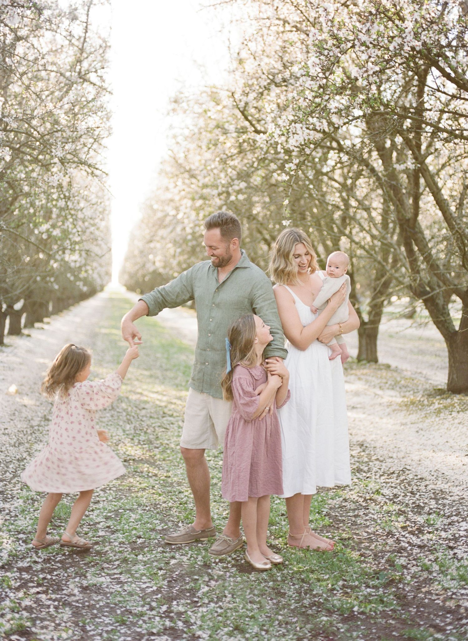 Almond Blossom Family Session in the Bay Area. Family portraits take in an orchard by Chelsee Rawe Photography