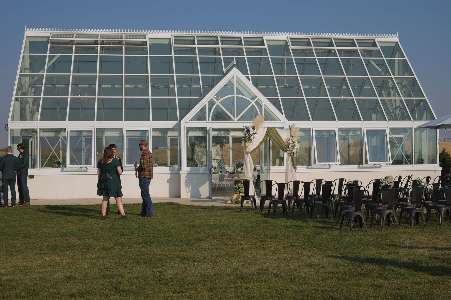 Wedding venue featuring a large greenhouse