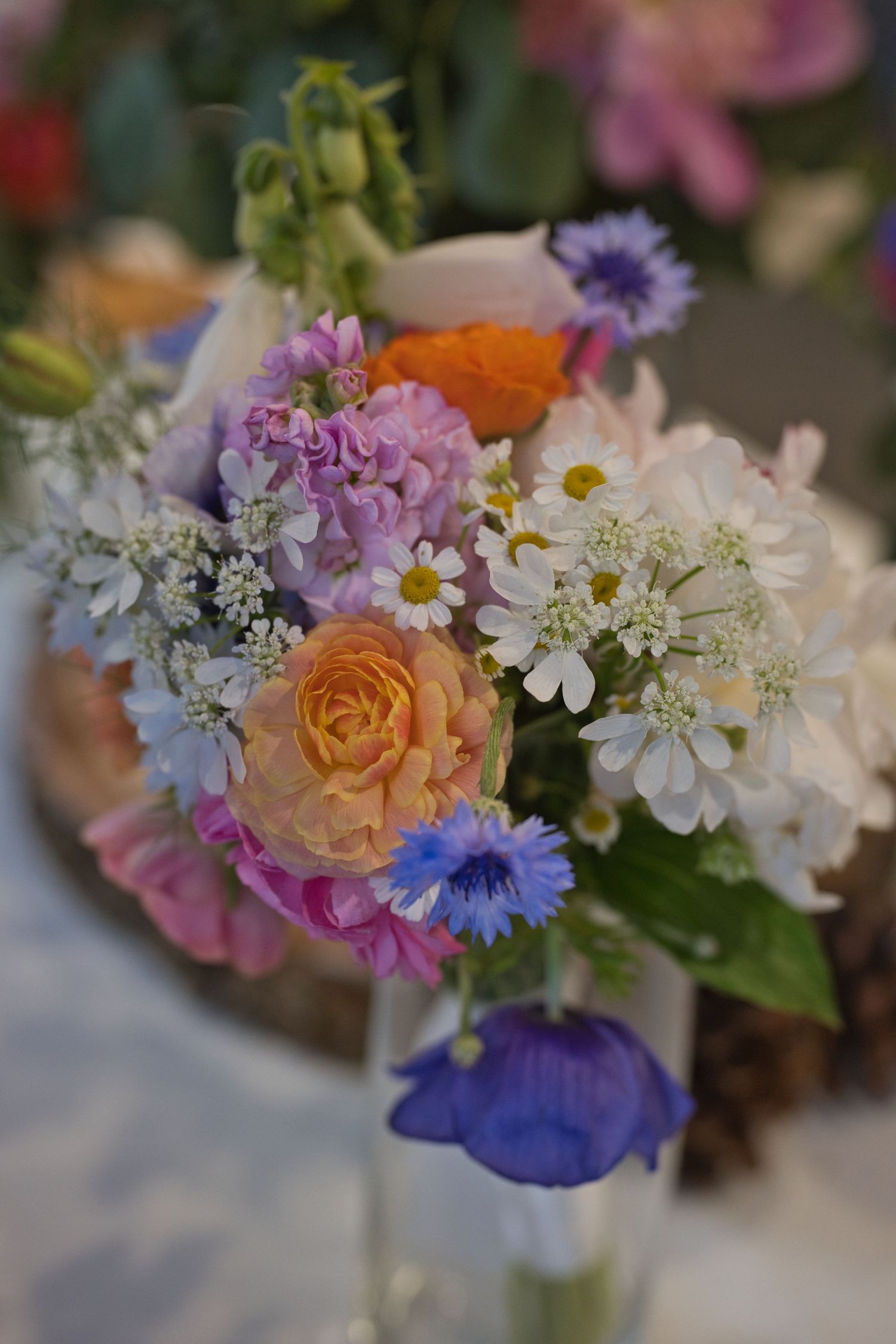 Colorful bridal bouquet with variety of flowers