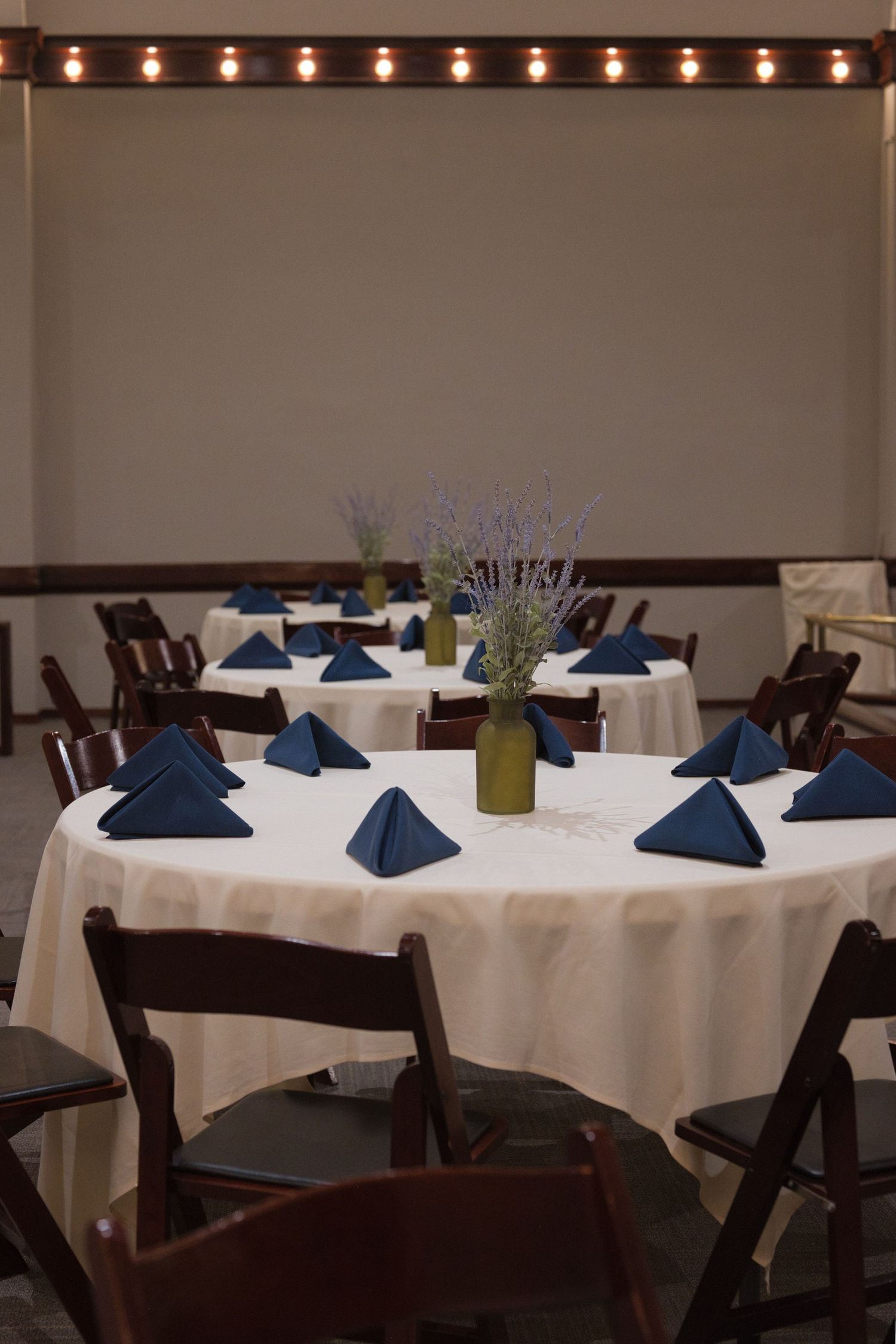 Table setting indoors in wedding venue