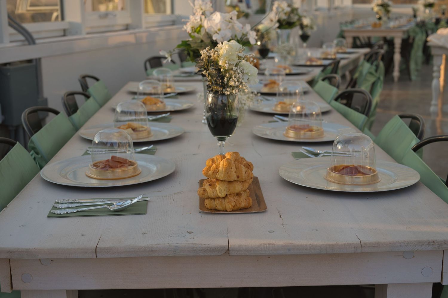 Details of wedding venue table settings