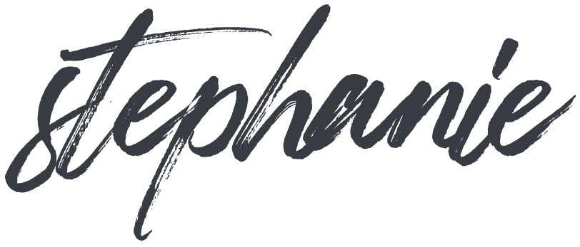 Handwritten signature or text showing the name 'stephanie' in a stylized black script font on white background.